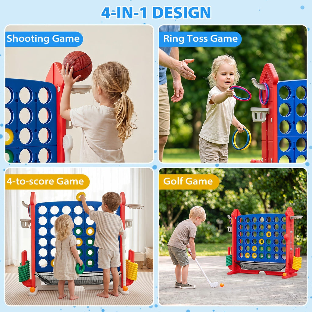 4-in-1 Adjustable Height Connect Game with Carry Bag