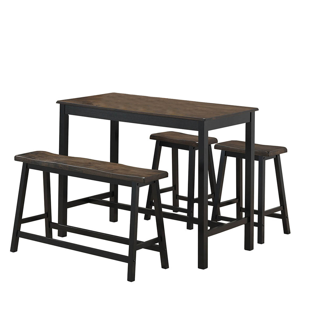 4 Piece Solid Wood Counter Height Dining Table Set-Coffee