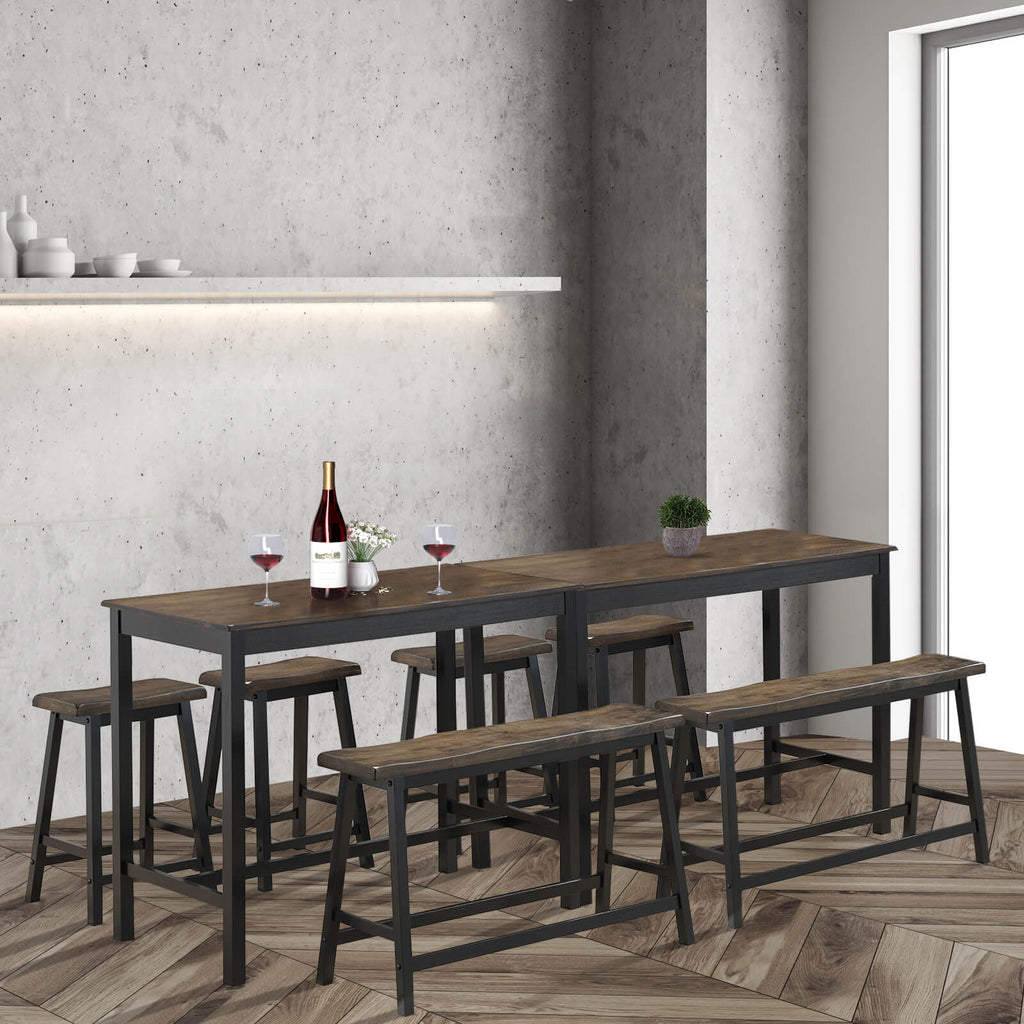 4 Piece Solid Wood Counter Height Dining Table Set-Coffee