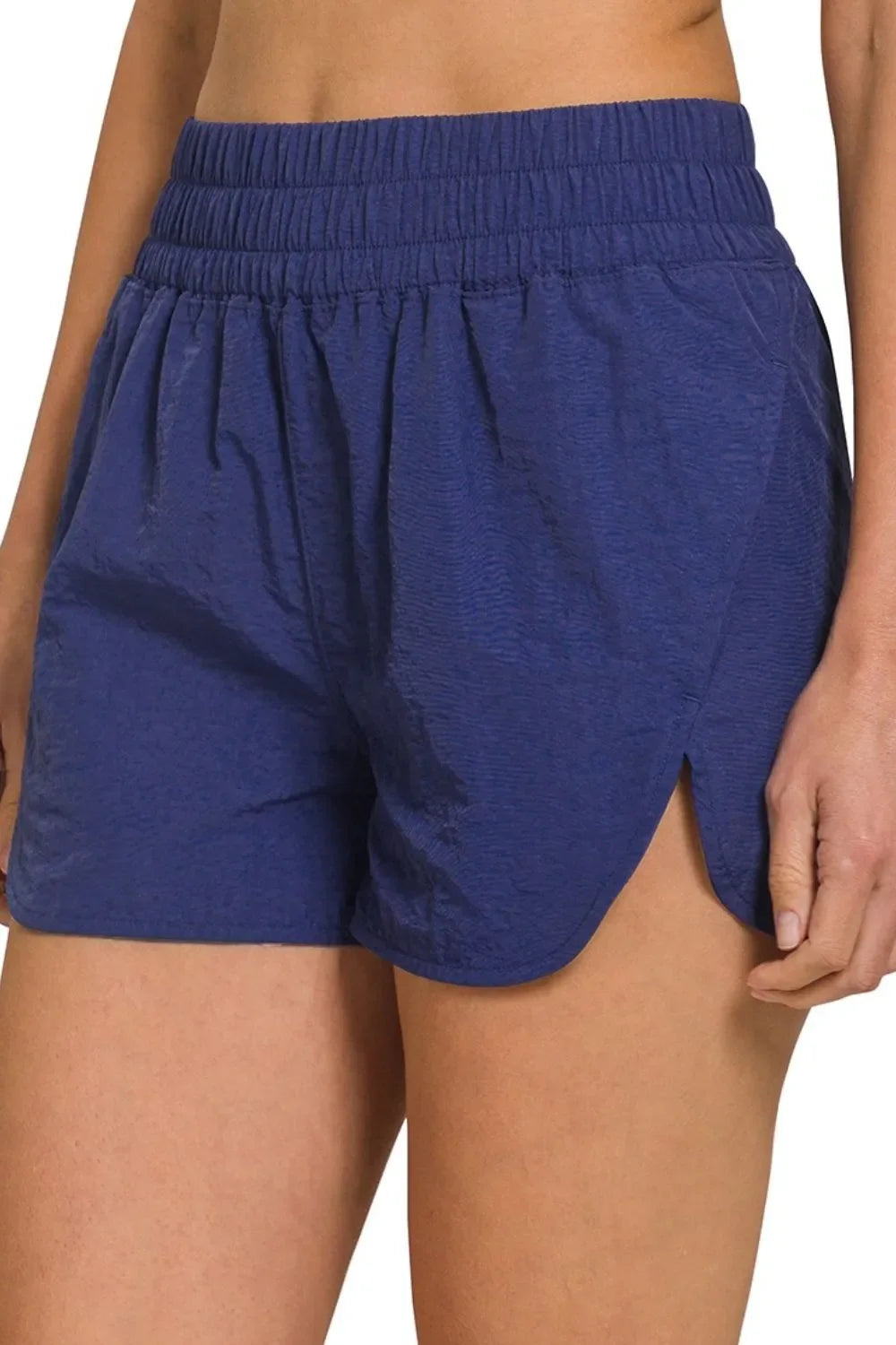 Windbreaker Smocked Waistband Running Shorts in LT NAVY
