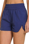 Windbreaker Smocked Waistband Running Shorts in LT NAVY