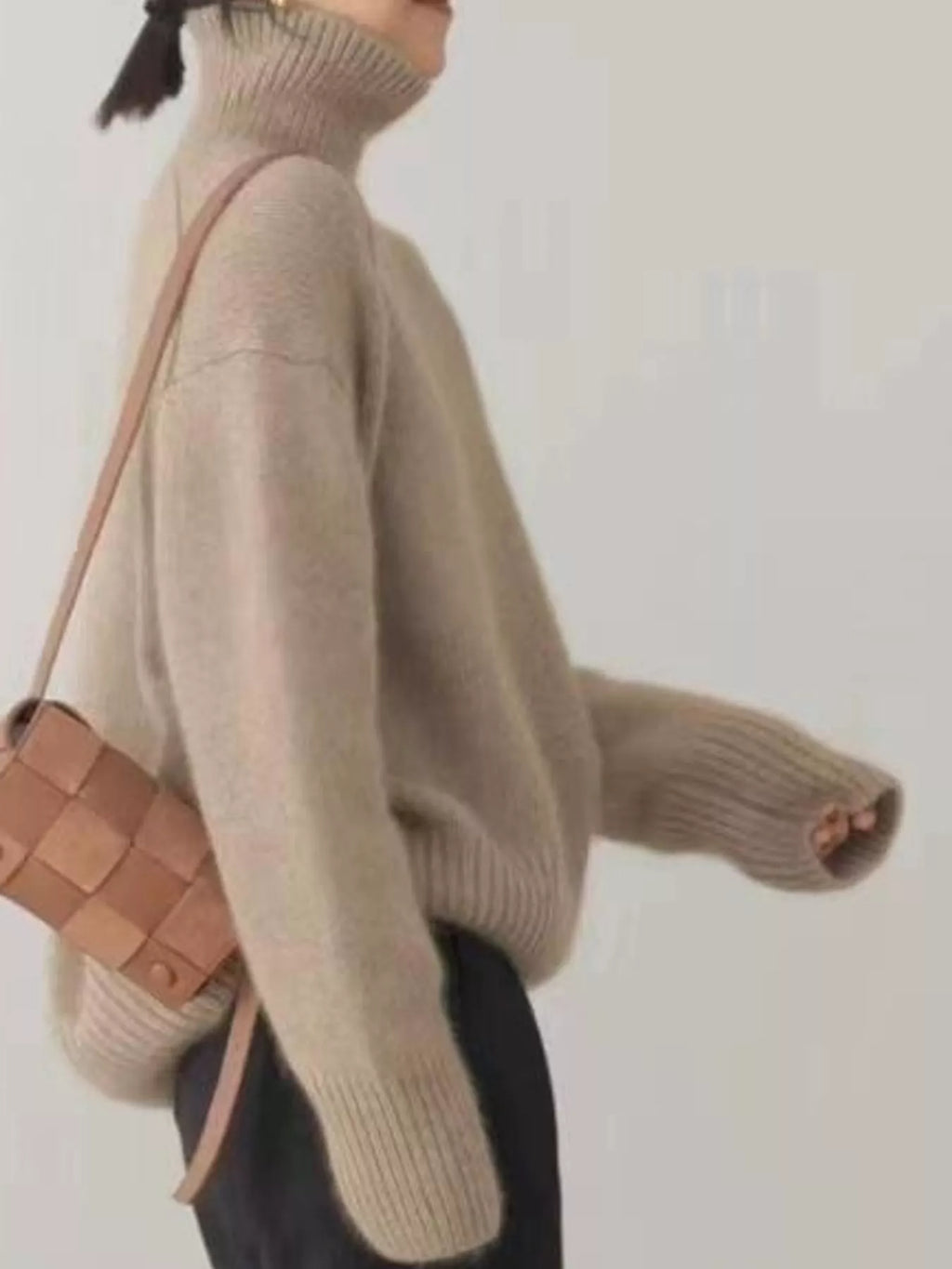 Turtleneck Dropped Shoulder Sweater