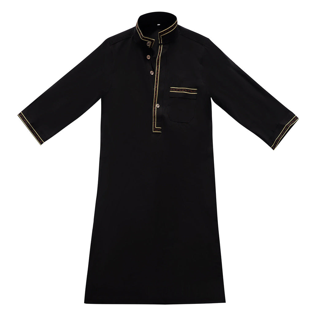Middle East Boy Robe Stand Collar Button Long Shirt