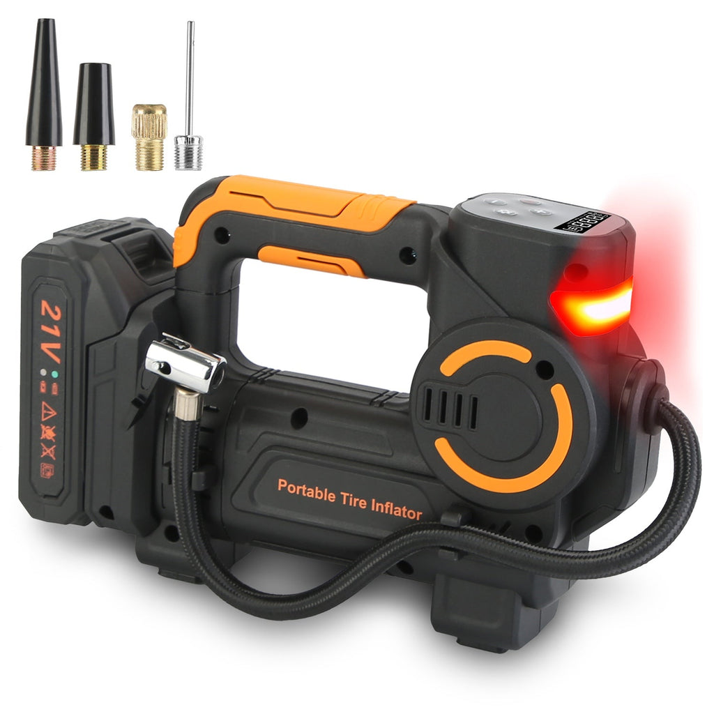 Cordless Tire Inflator with LED Light for Cars & Bikes
