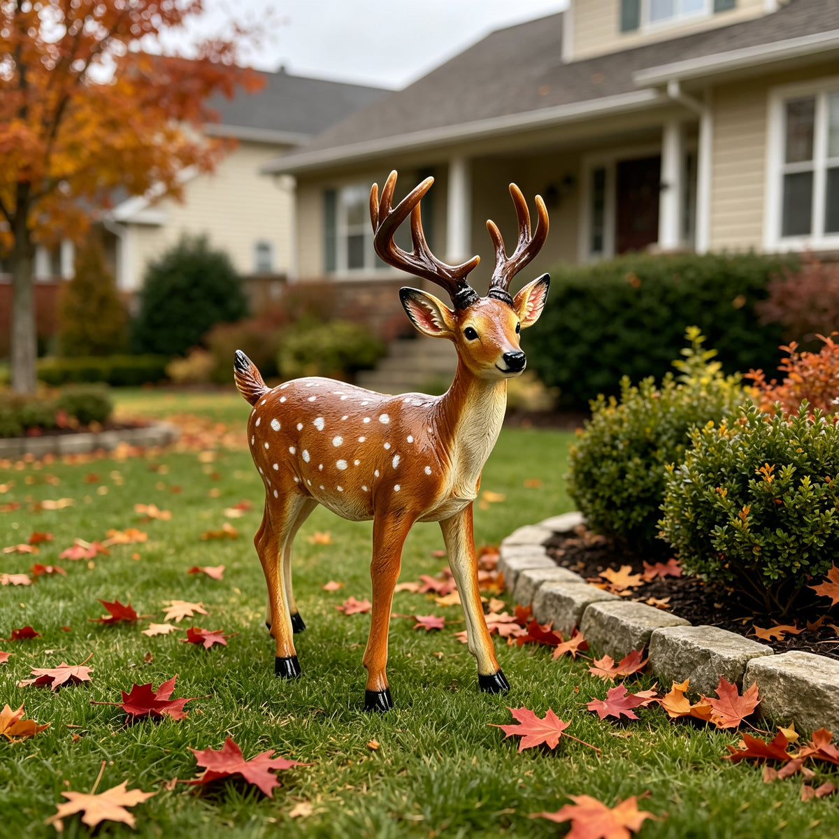 Deer Statue Animal Figurine with Lifelike Detailing - Outdoor Resin
