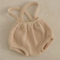 Baby Knitted Suspender Overalls, High-waisted Romper