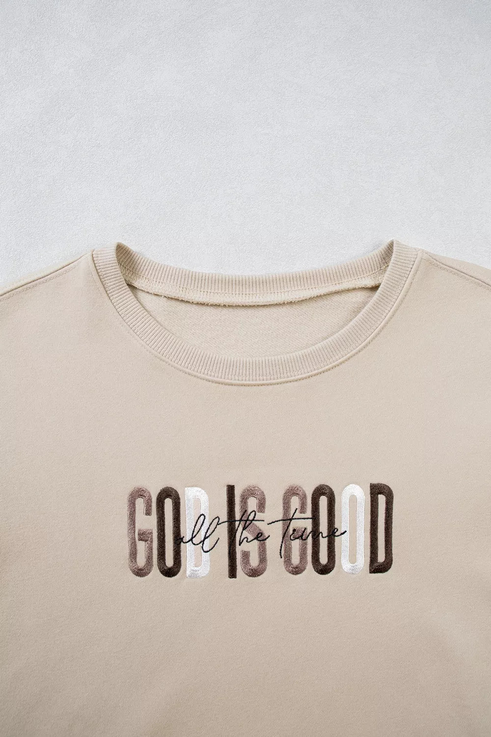 God Is Good Letter Graphic Crew Neck Sweatshirt