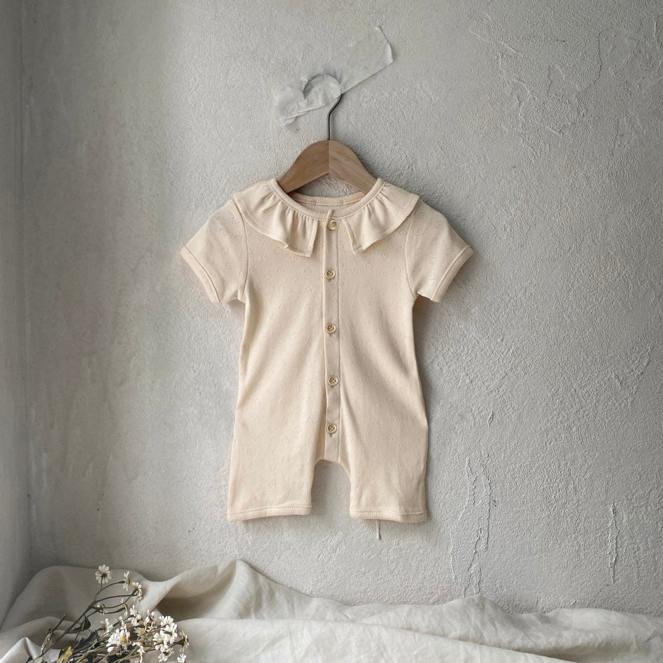 Lotus-leaf Collar Romper For Little Girls And Baby Girls