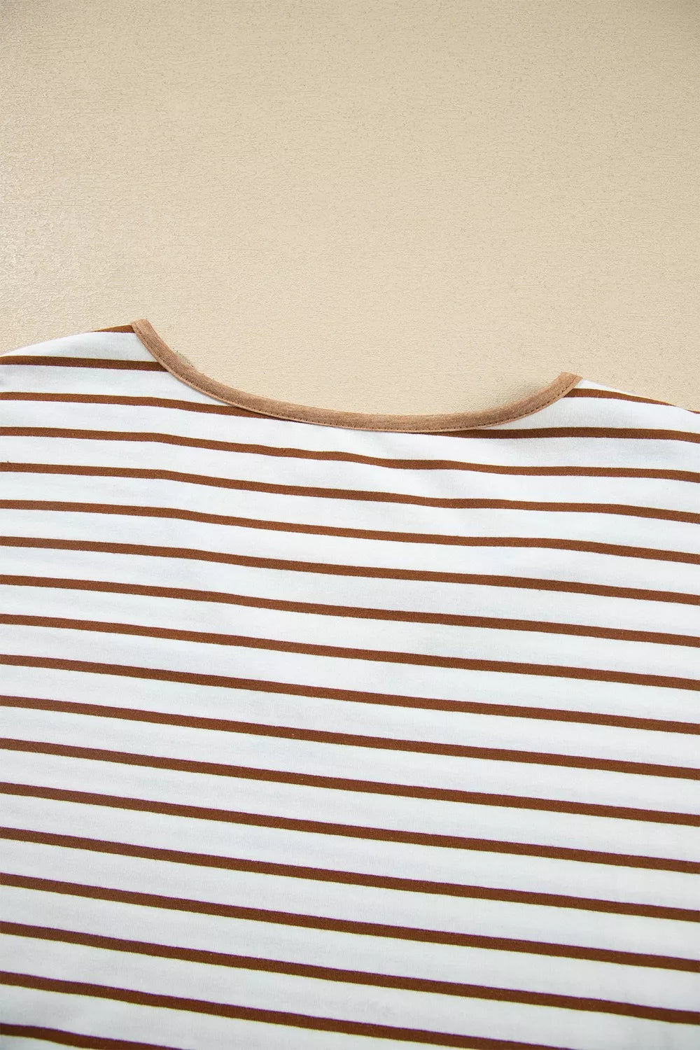 Stripe V Neck Ruffle Contrast Sleeve Top Drawstring Pants 2pcs Set
