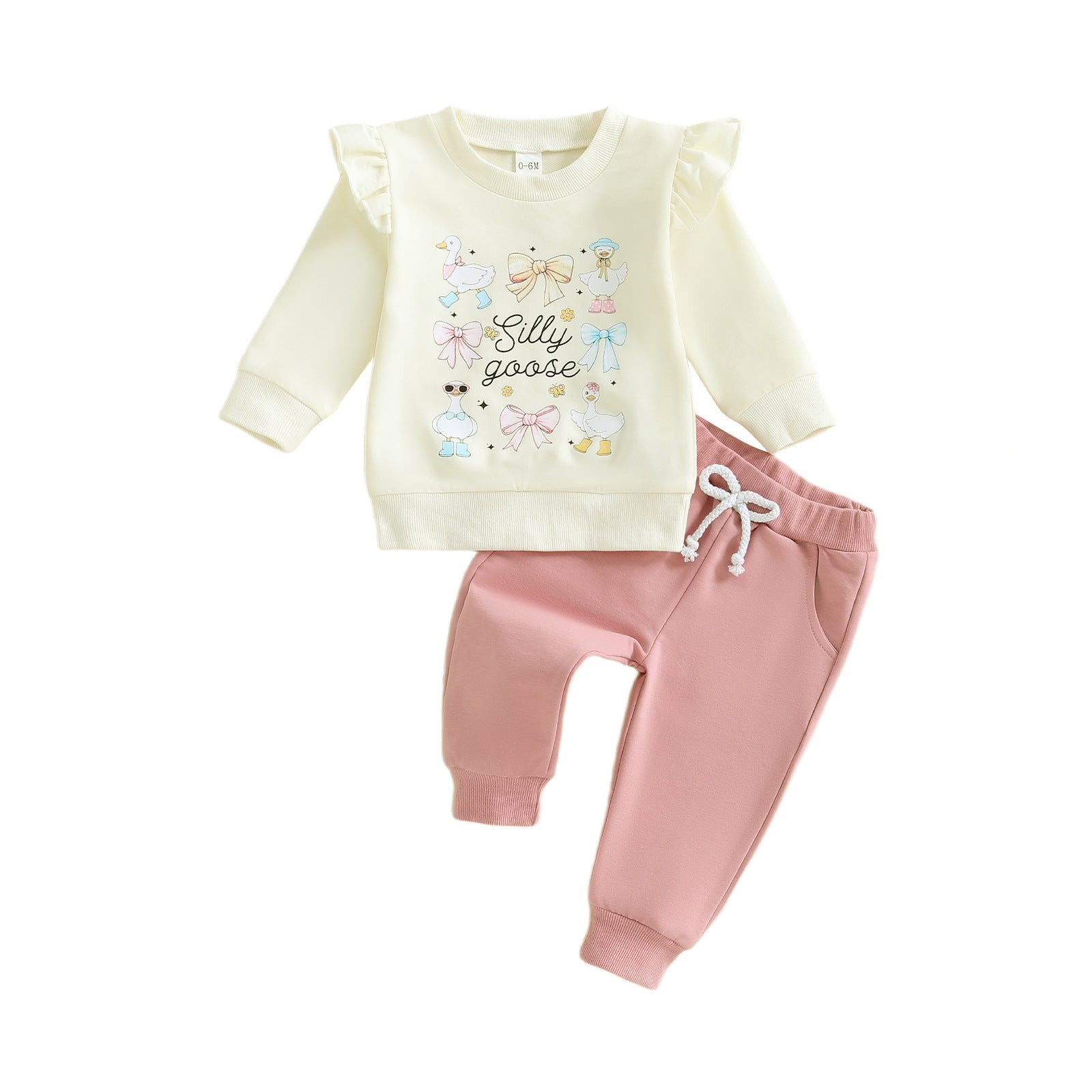 Baby Girls Duck And Letter-print Hoodie Set