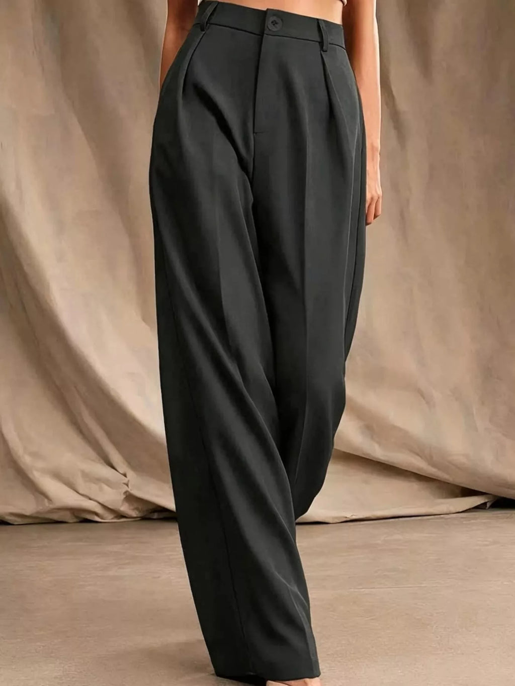 High-Waisted Pleated Wide-Leg Pants