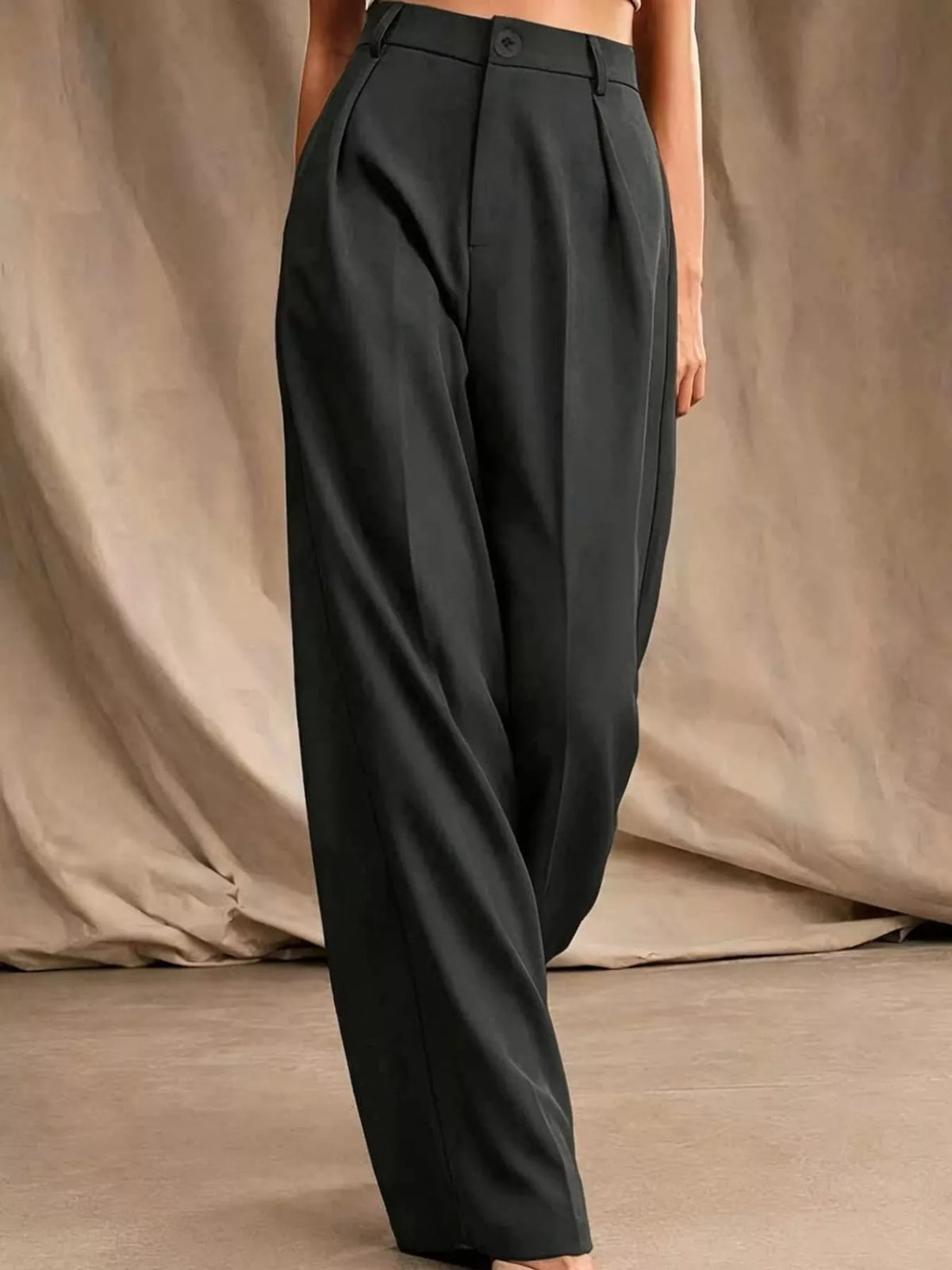 High-Waisted Pleated Wide-Leg Pants