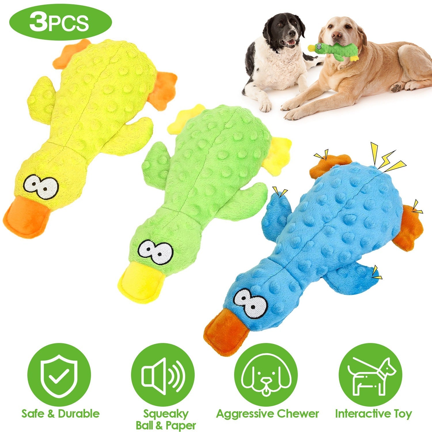 Duck-Shaped Plush Toy with Squeaky Ball for Dogs