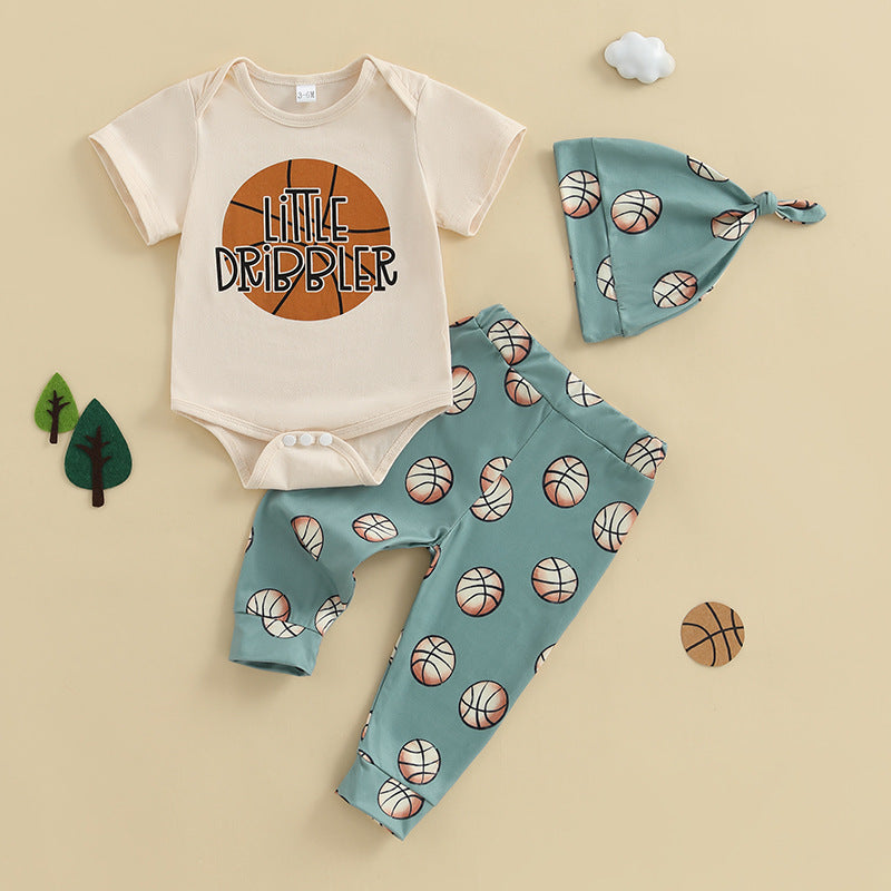 Childrens Basketball Onesie And Long Pants 3-piece Set
