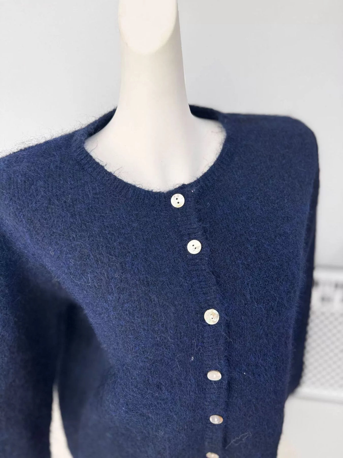 Fuzzy Knit Button-Down Cardigan