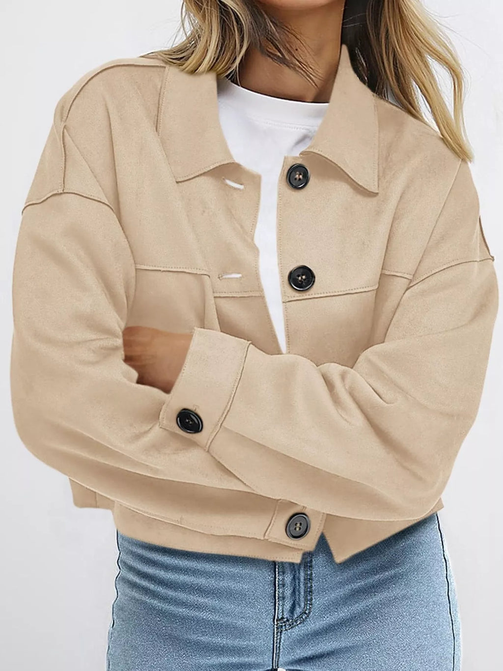 Button-Down Cropped Jacket