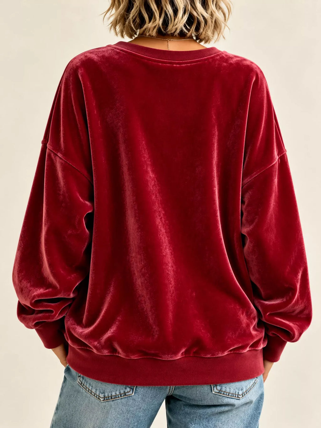 Full Size Crew Neck Drop Shoulder Sweatshirt Plus Size