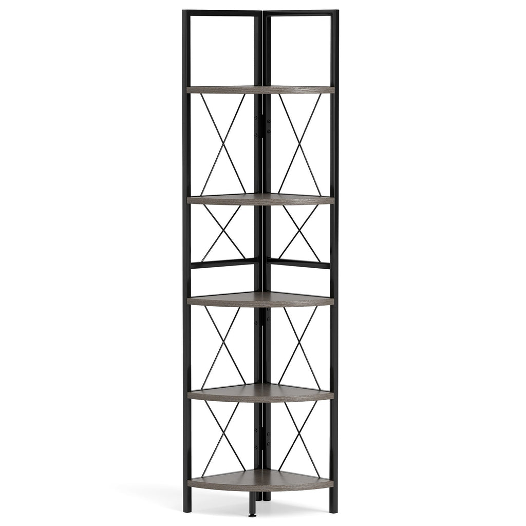 5-Tier Freestanding Corner Shelf 63 Inch Tall Storage Rack