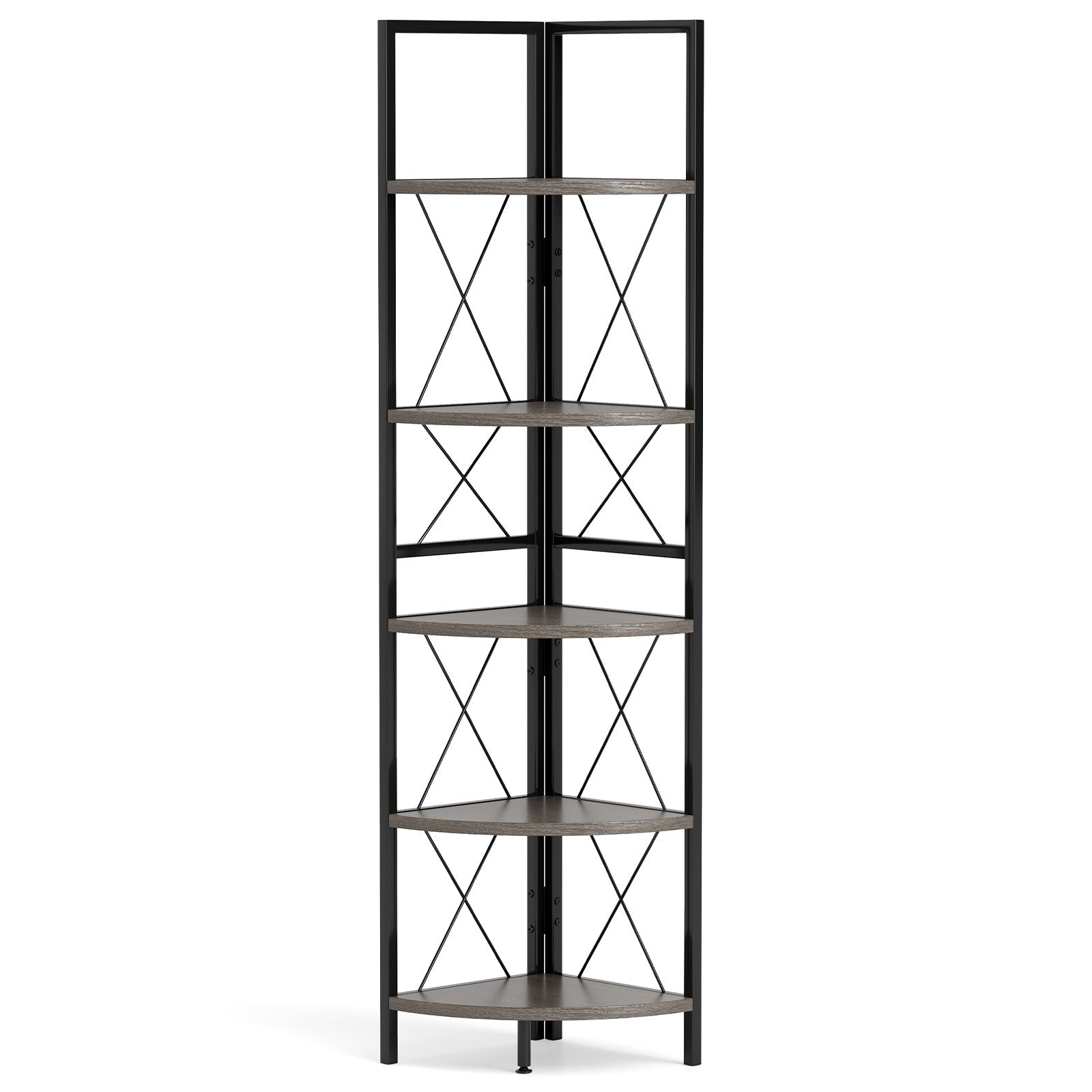 5-Tier Freestanding Corner Shelf 63 Inch Tall Storage Rack