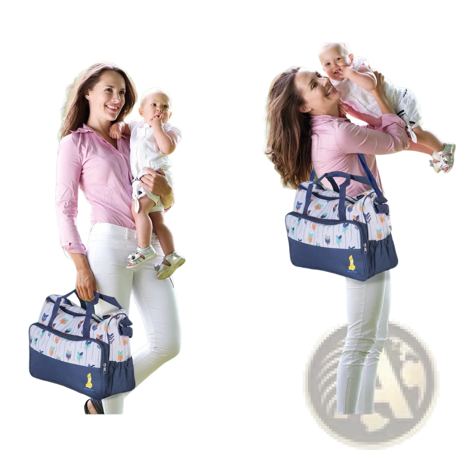 5Pcs Baby Nappy Diaper Bags Set Mummy Diaper Handbags With Diaper Pad Food Bag Bottle Bag Travel Tote Bags For Mom Dad