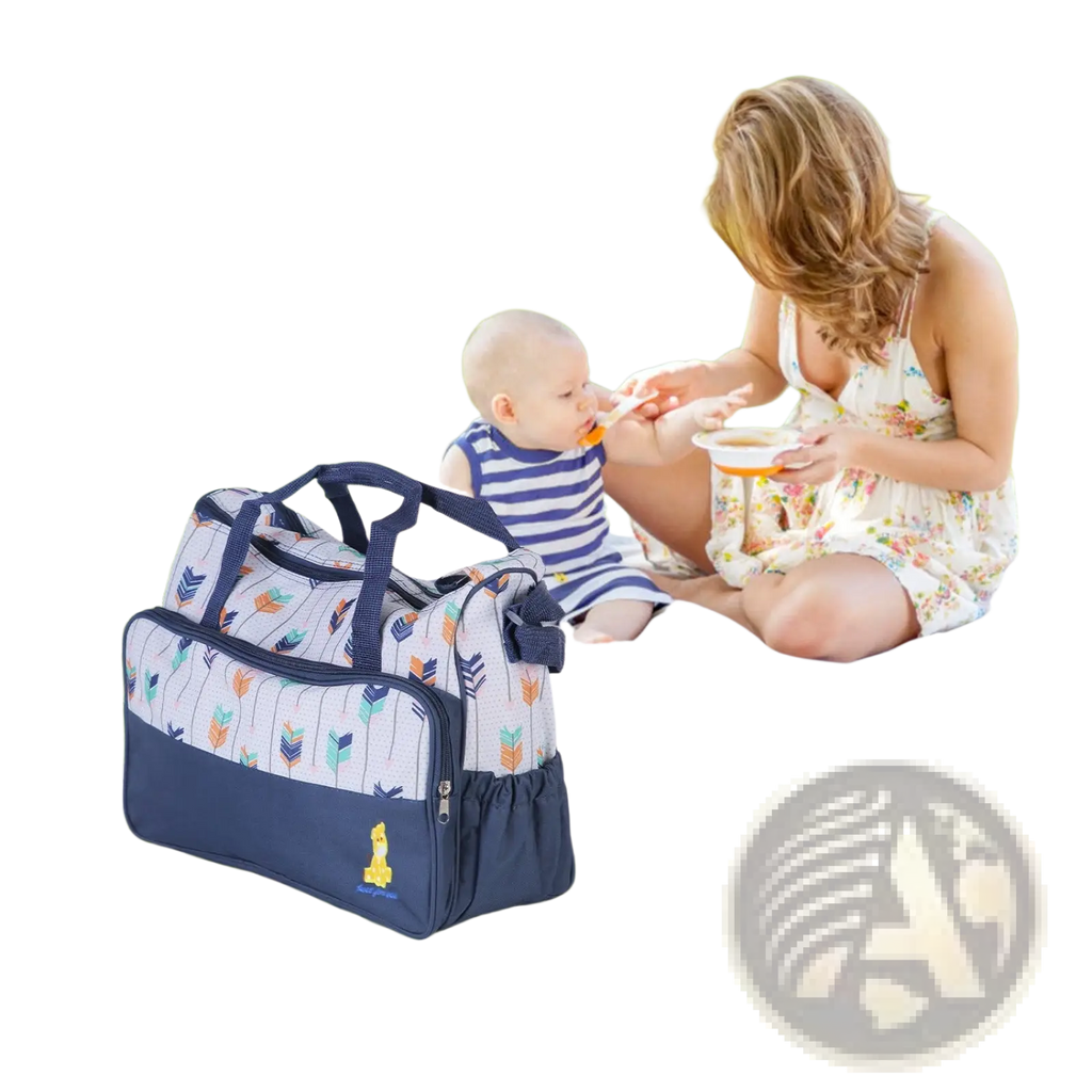 5Pcs Baby Nappy Diaper Bags Set Mummy Diaper Handbags With Diaper Pad Food Bag Bottle Bag Travel Tote Bags For Mom Dad