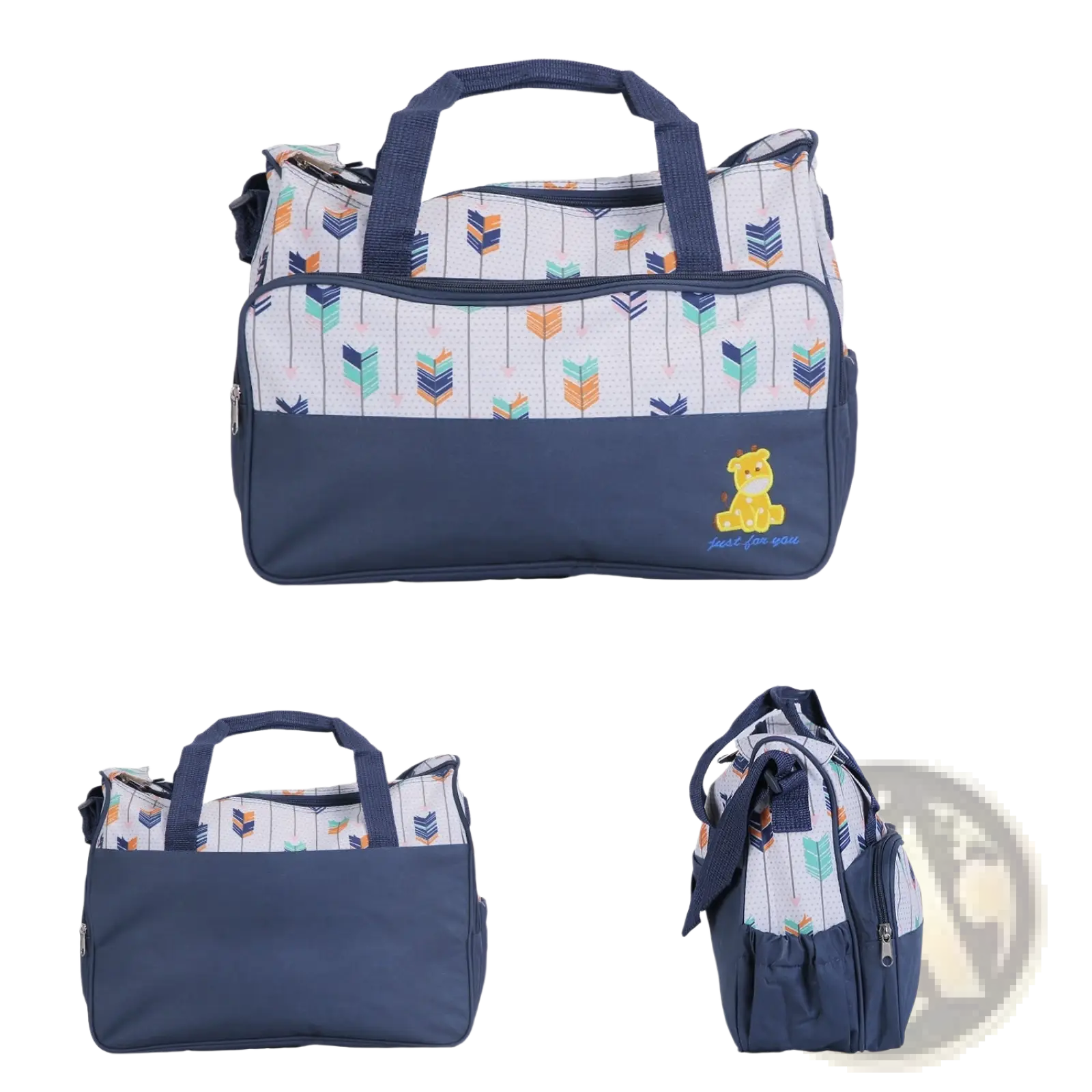 5Pcs Baby Nappy Diaper Bags Set Mummy Diaper Handbags With Diaper Pad Food Bag Bottle Bag Travel Tote Bags For Mom Dad