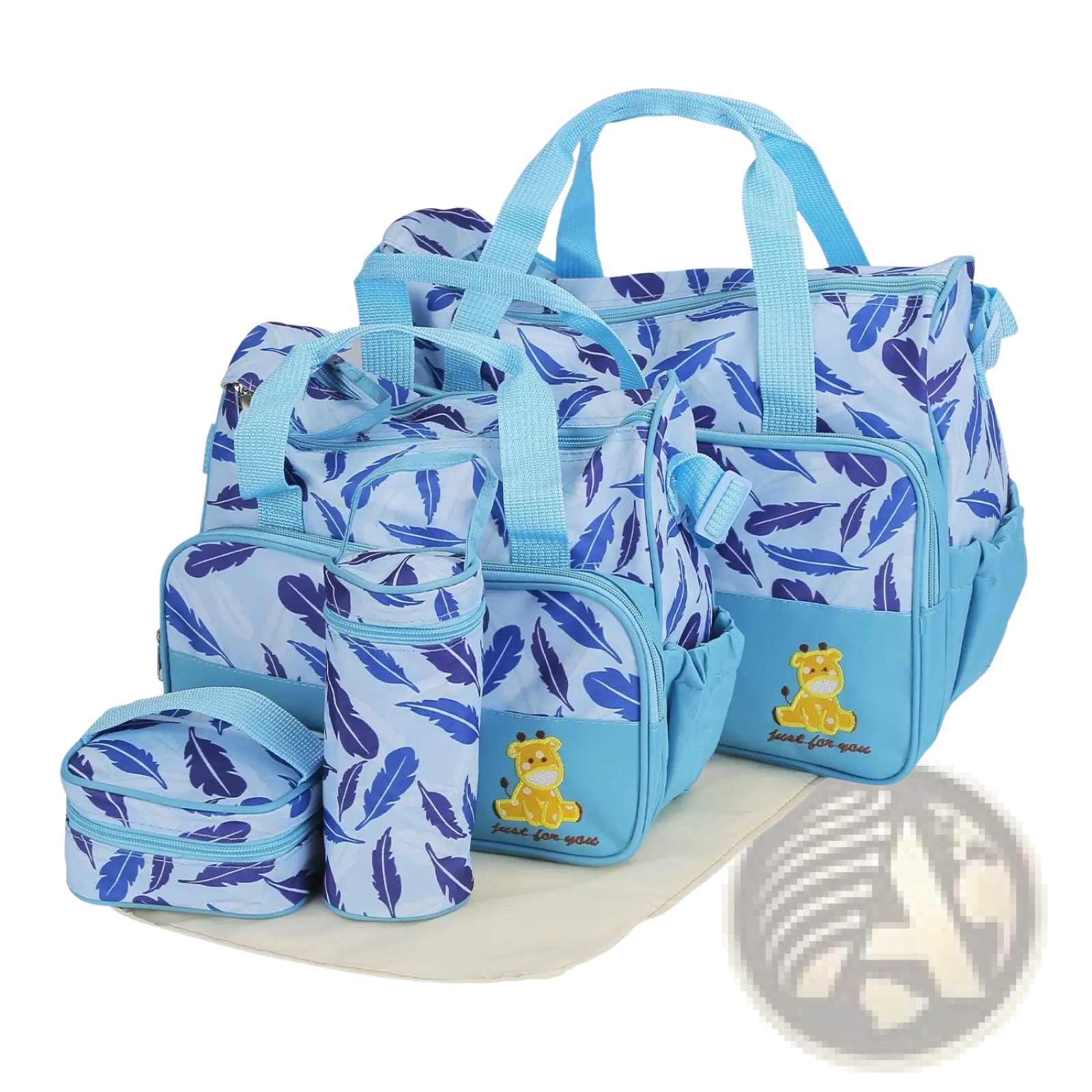 5Pcs Baby Nappy Diaper Bags Set Mummy Diaper Handbags With Diaper Pad Food Bag Bottle Bag Travel Tote Bags For Mom Dad