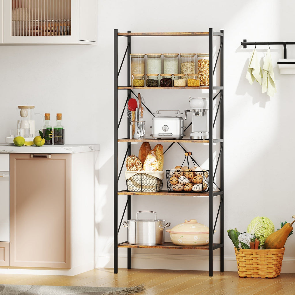 5-Tier Bookshelf with Open Shelves and Heavy Duty Metal Frame