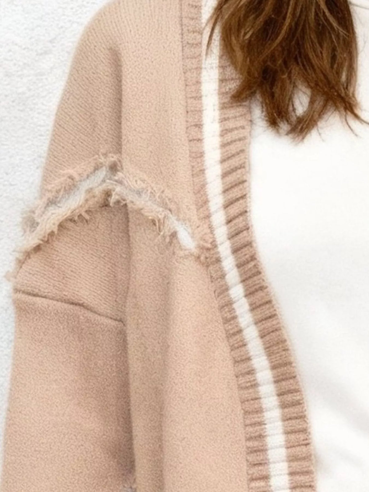 Frayed Hem Open Front Cardigan