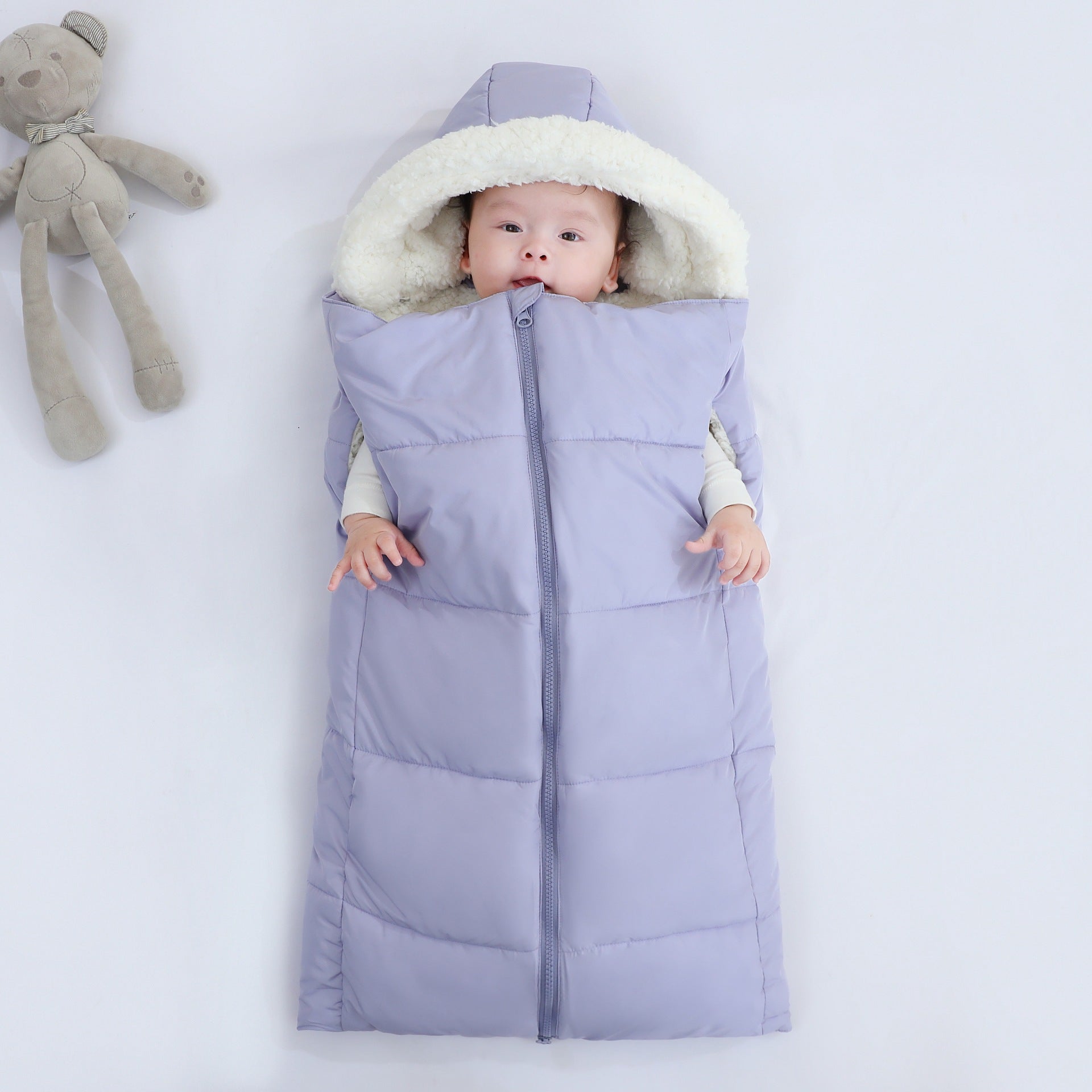 Autumn And Winter Warm Thickened Hooded Newborn Swaddle