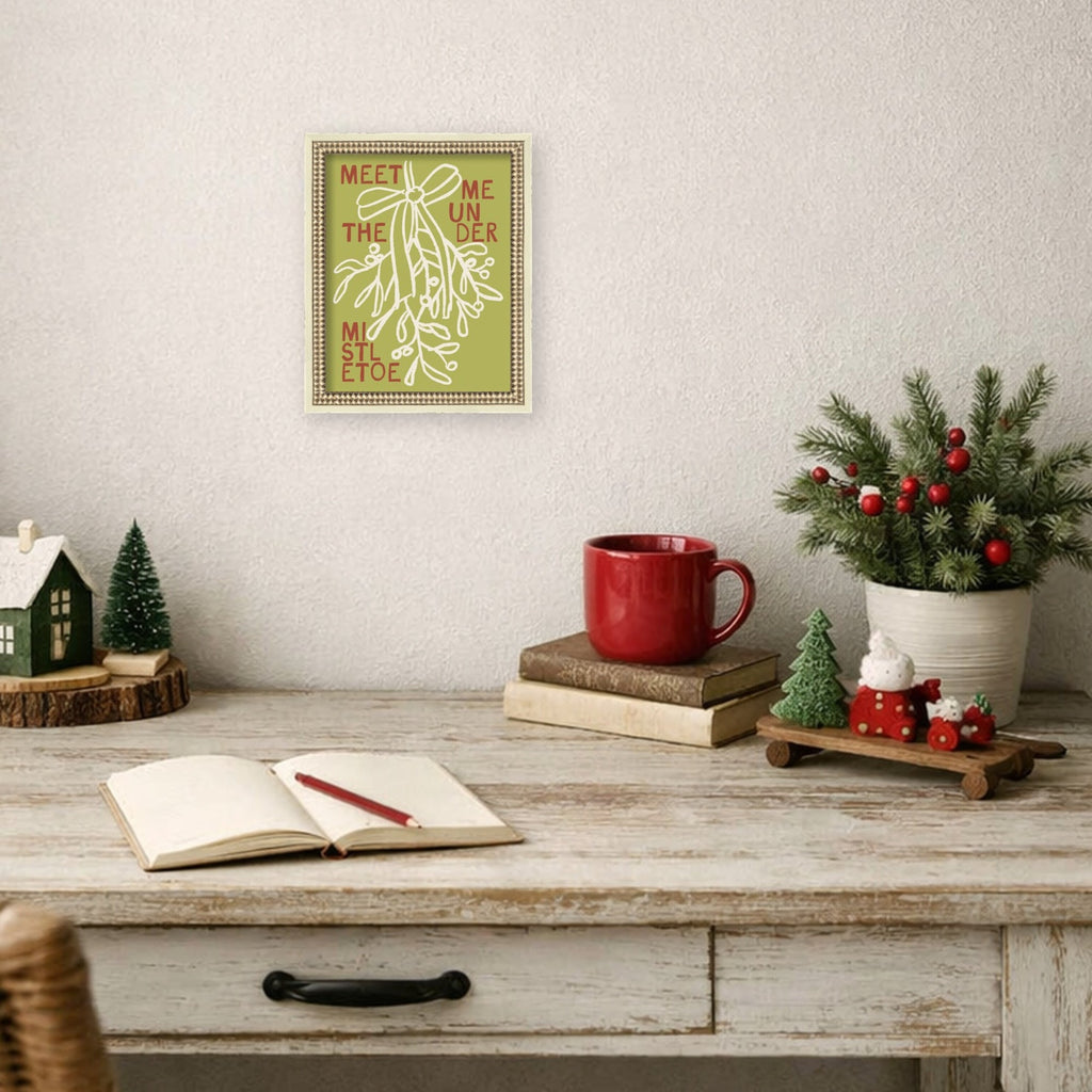 Mistletoe by Kikiandnim Framed Mounted Canvas Wall Art Print