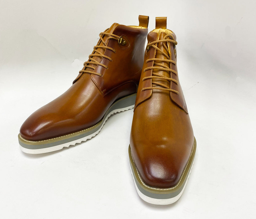 Maurice Burnished Calfskin Boot - Cognac