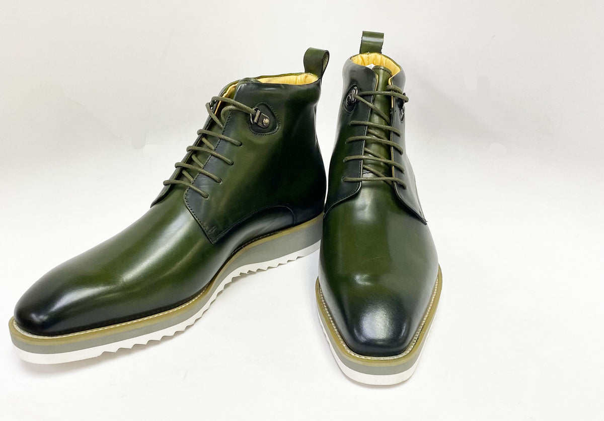 Maurice Burnished Calfskin Boot - Hunter Green