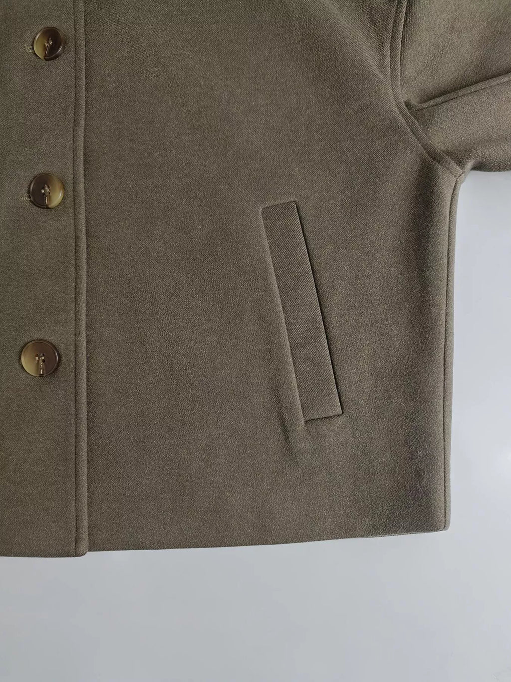 Button Up Dropped Shoulder Cropped Outerwear