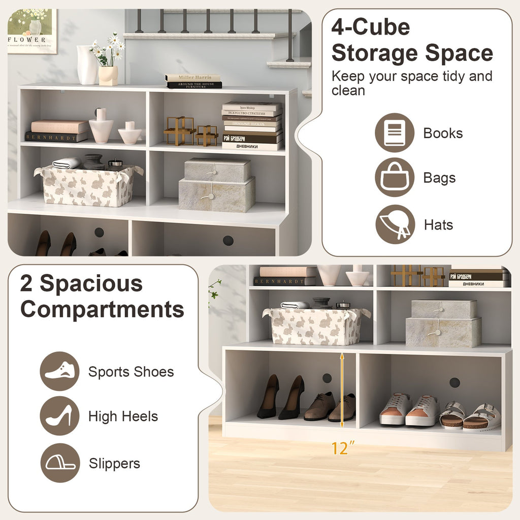 Entryway Shoe Cabinet with 2 Anti-tipping Kits-White