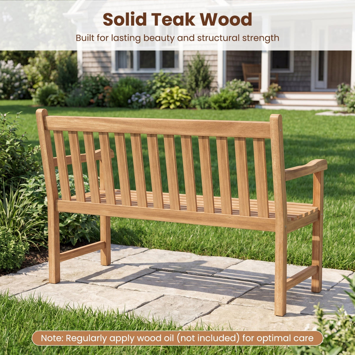 62inch Teak Outdoor Porch Bench 3