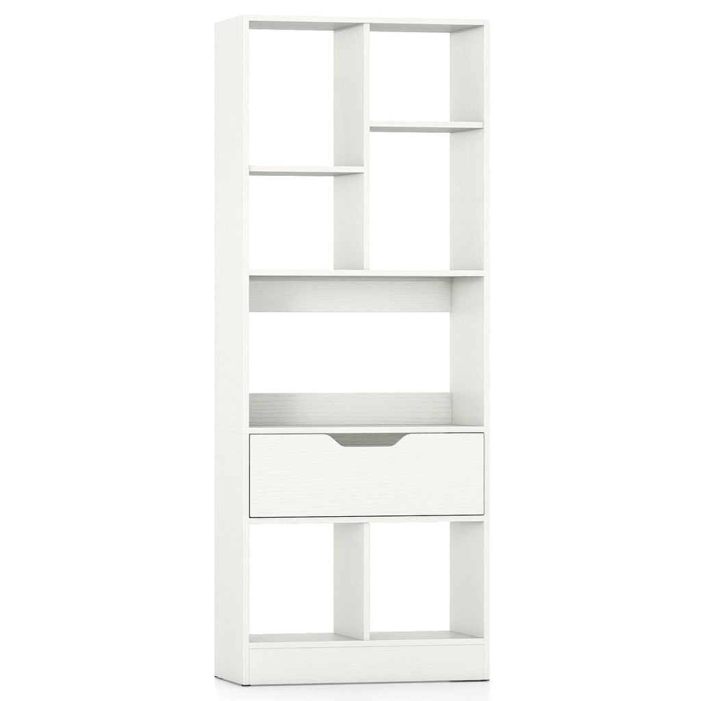 51inch Tall Freestanding Bookcase with Drawer 7-Cube Storage Organizer