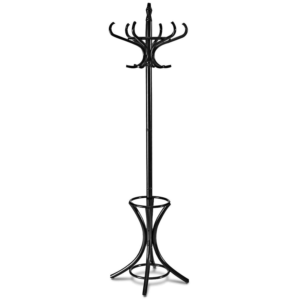 Wood Standing Hat Coat Rack with Umbrella Stand