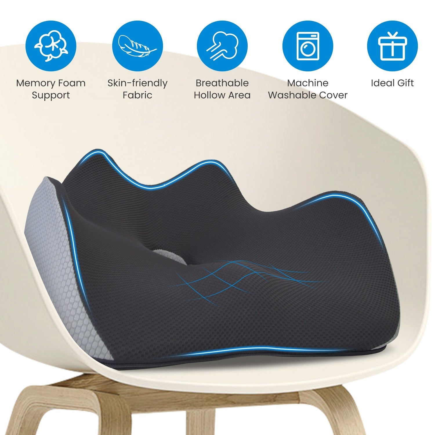 Memory Foam Seat Cushion for Pain Relief and Comfort