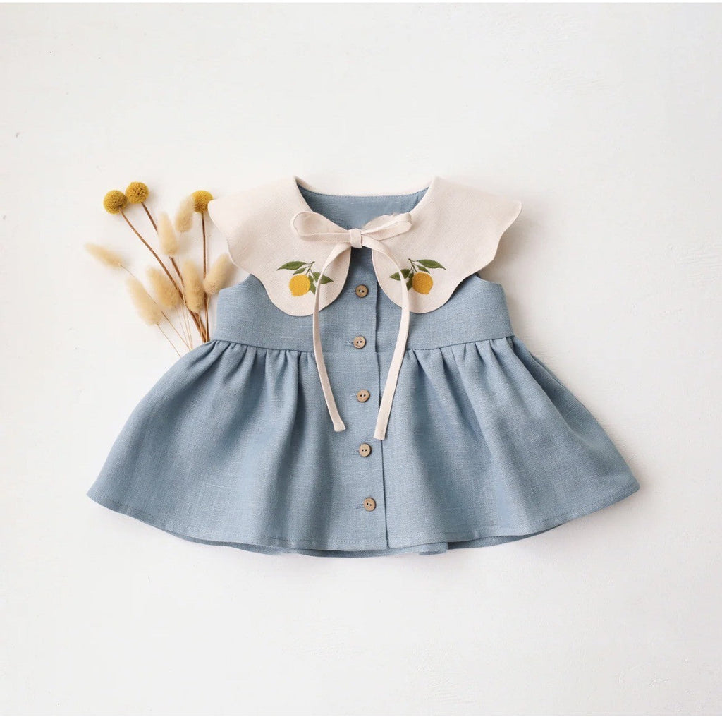 Childrens Sleeveless Embroidered-Neck Top And Shorts Two-Piece Set