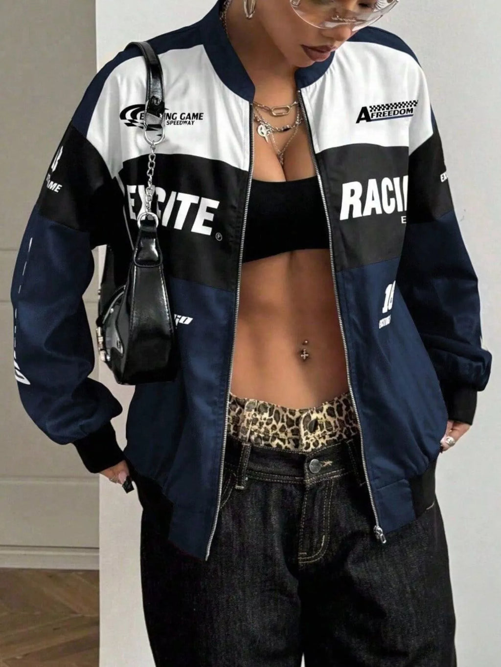 Letter Print Zip Up Jacket
