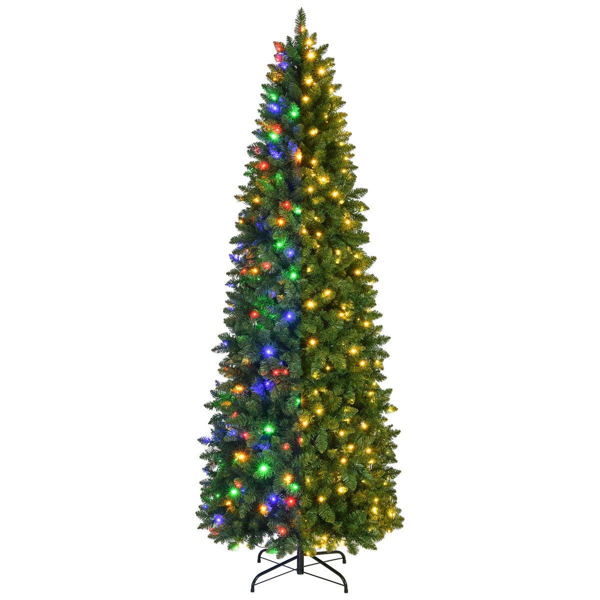 Prelit Pencil Christmas Tree, 9ft Premium Artificial Tree, Warm