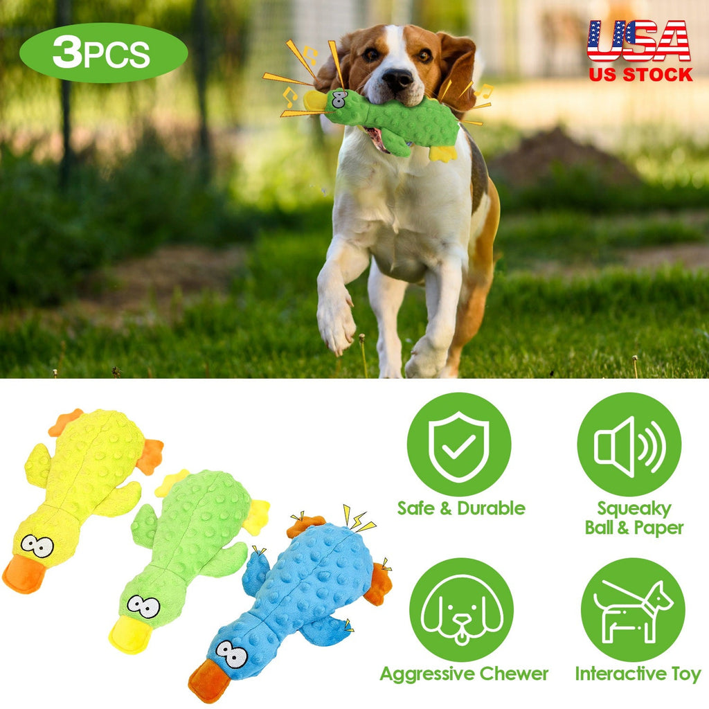 Duck-Shaped Plush Toy with Squeaky Ball for Dogs