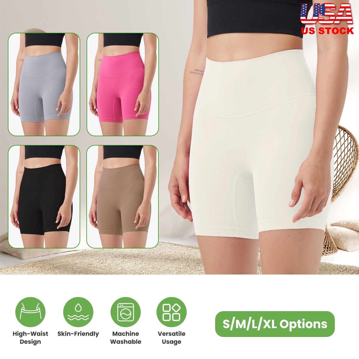 High-Waist Biker Shorts with Tummy Control for Workouts
