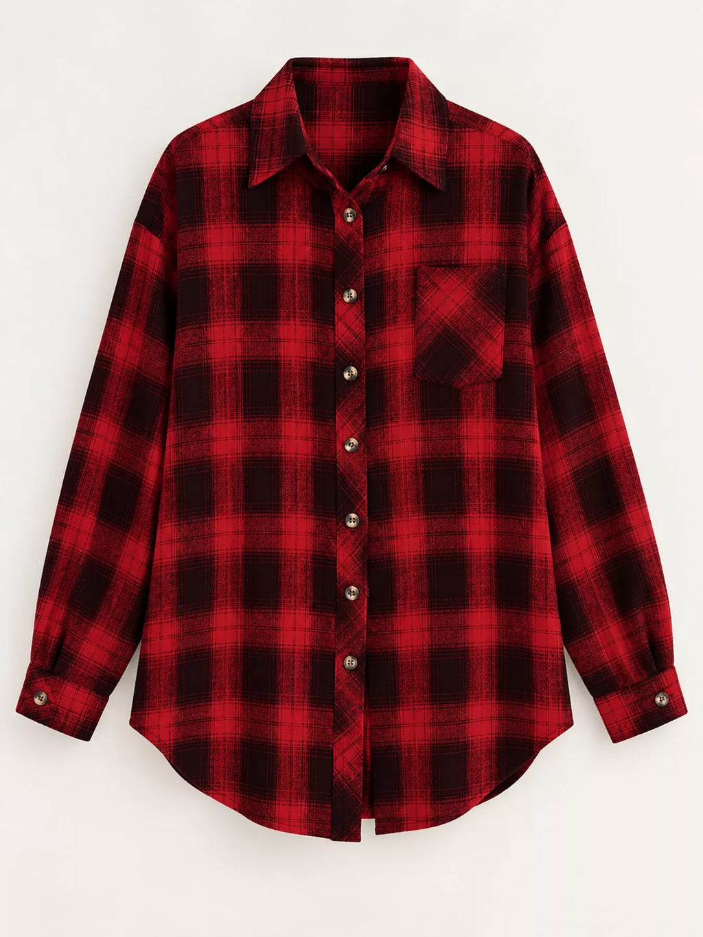 Plaid Button-Down Oversized Shirt
