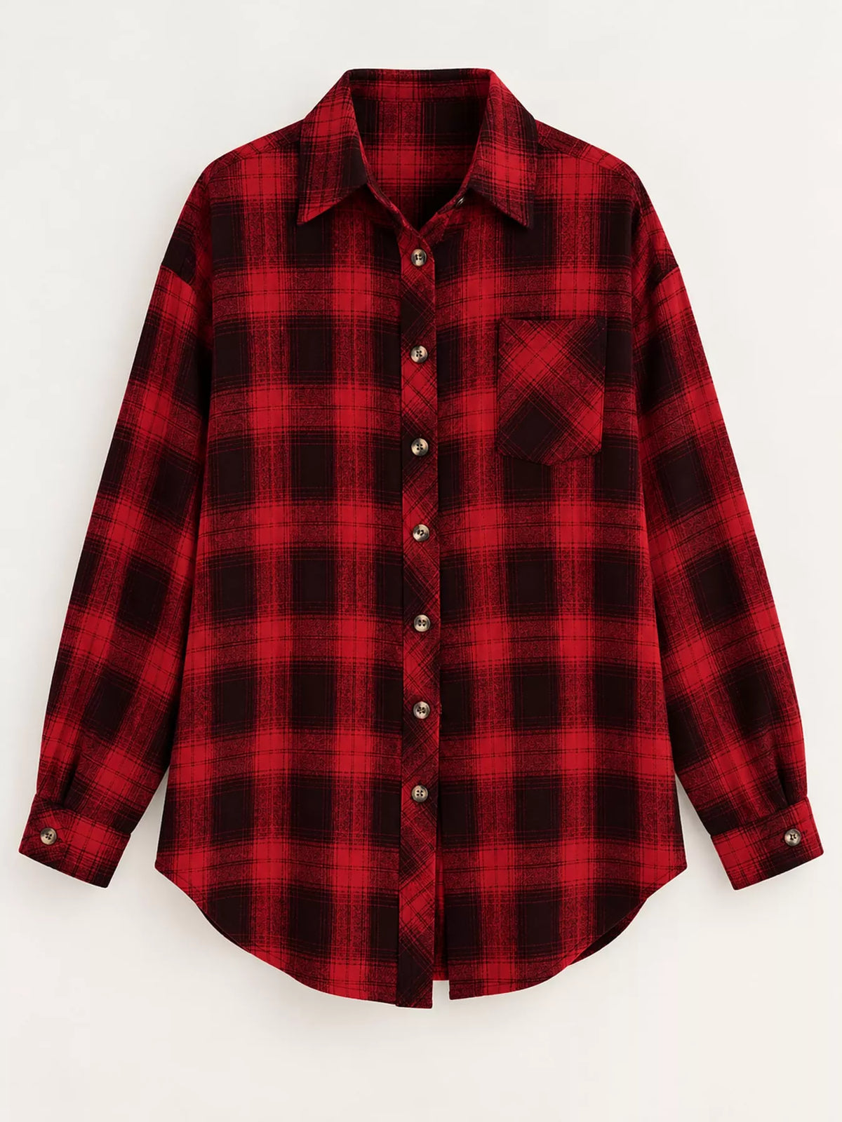 Plaid Button-Down Oversized Shirt