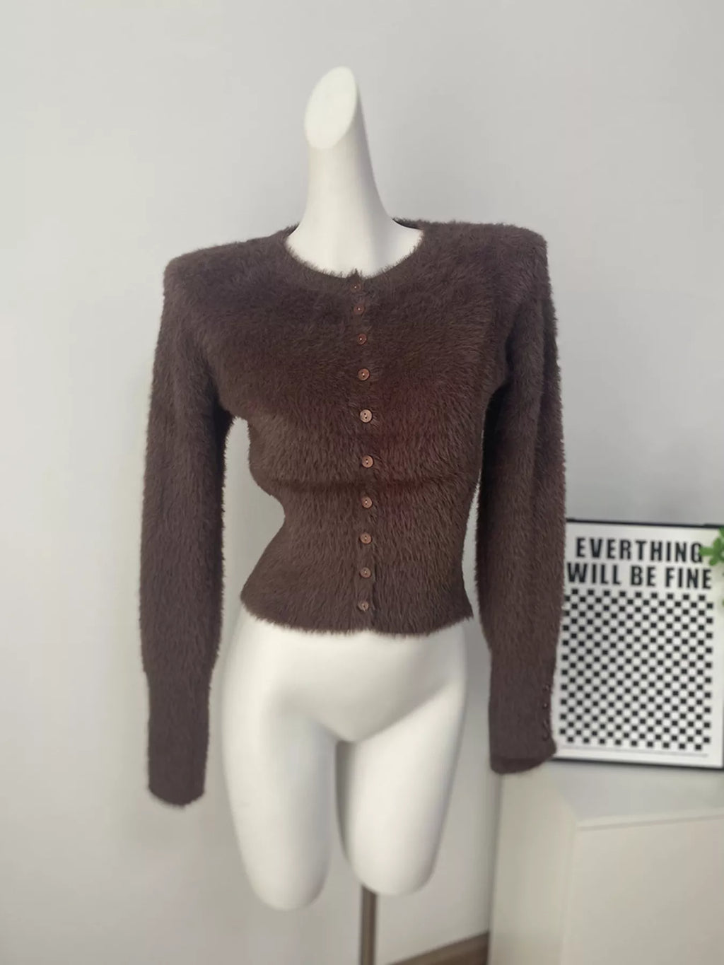 Soft Fuzzy Button-Down Cropped Cardigan