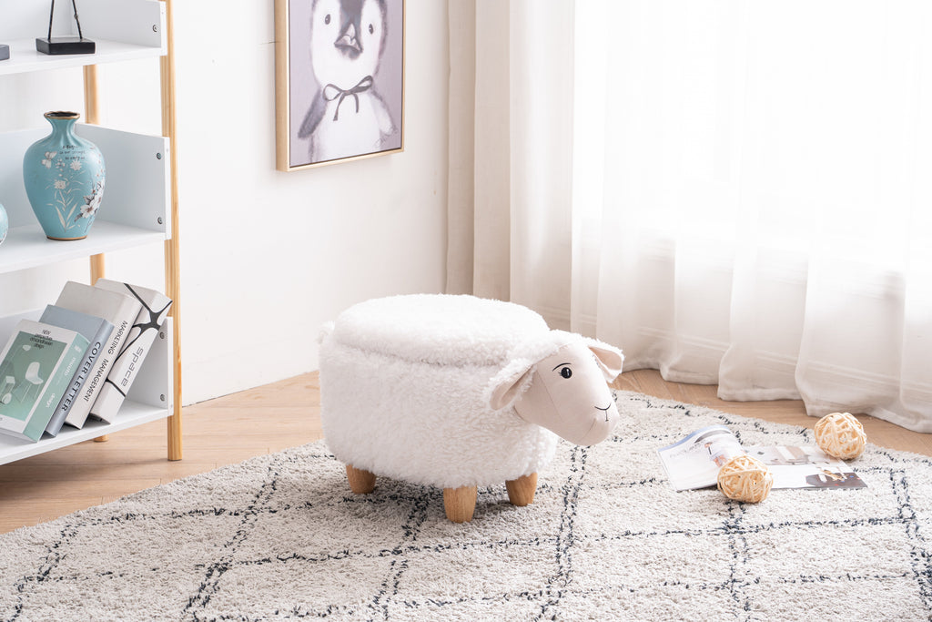 Shiloh the Sheep Storage Ottoman with Hidden Storage - Faux Fur