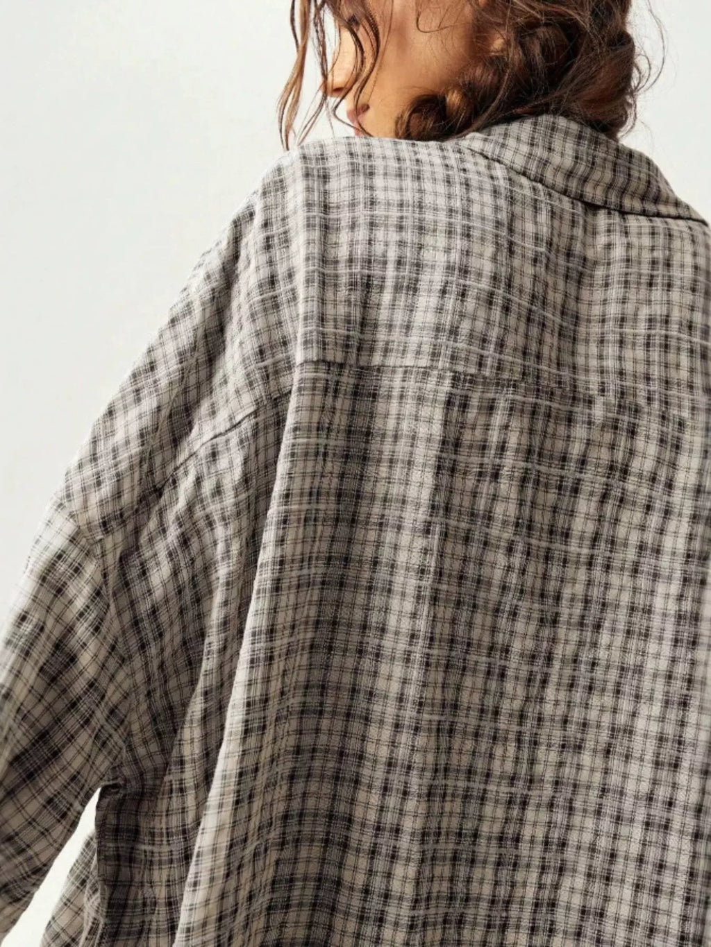Oversized Plaid Button-Down Shirt