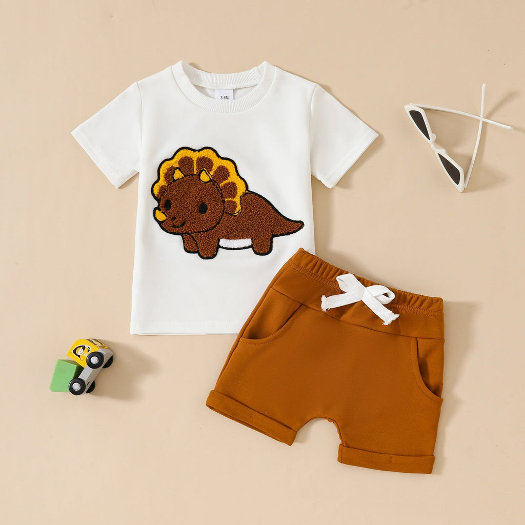 Boys Short-Sleeve Pocketed Shorts Set